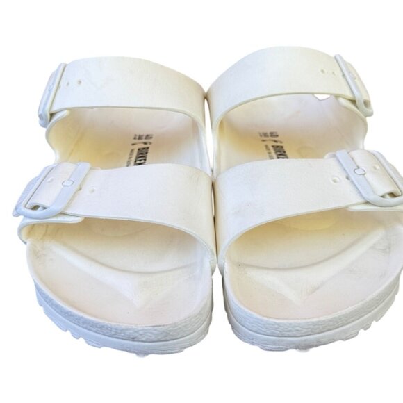 Birkenstock Arizona EVA Sandals Sz EU 40 US L 9 M 7 White Double Strap Narrow - Picture 2 of 12